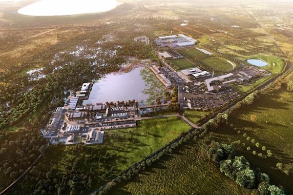 Architectural aerial shot visualisation of the Cape Otway Road Australia CORA project development