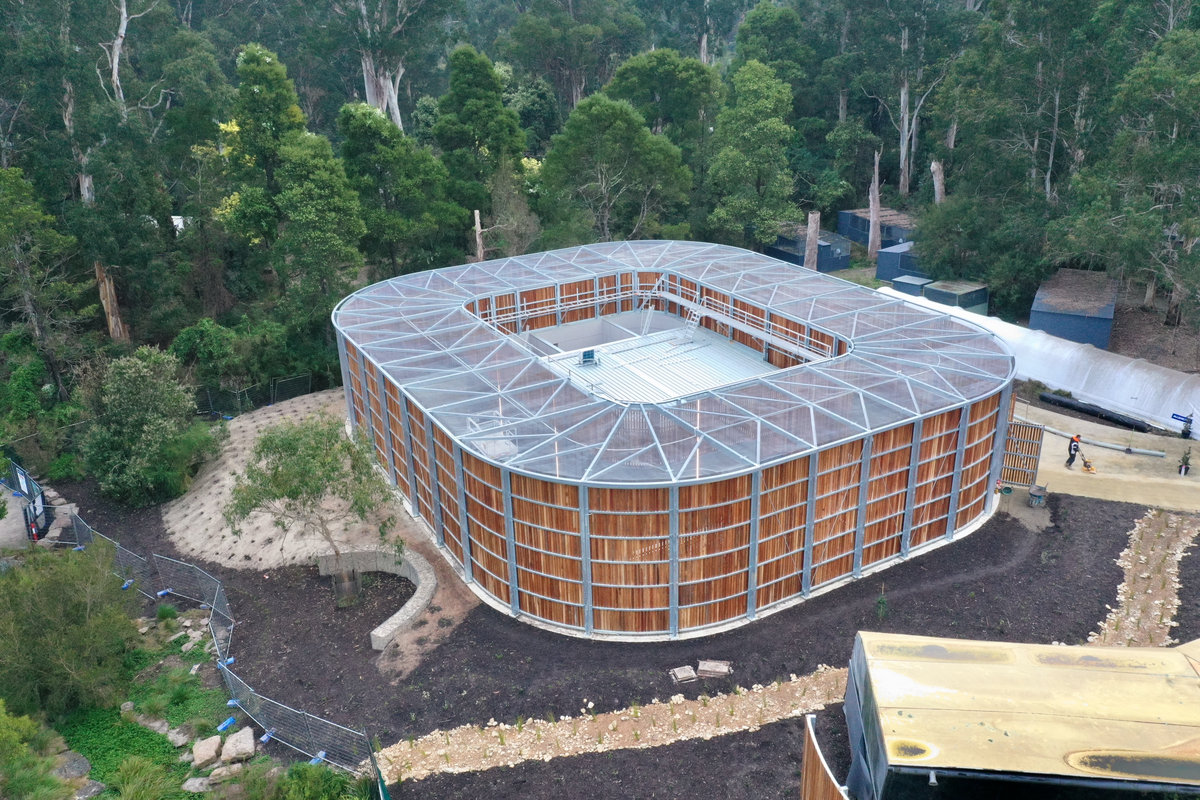 Aerial view of the new Raptor Rehabilitation Centre at Healesville Sanctury.